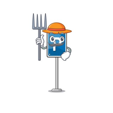 Çizgi film kenarındaki çiftçi park yeri tabelası.