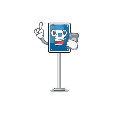 Çizgi film kenarındaki telefon park yeri tabelasıyla