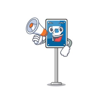 Çizgi film kenarındaki megafon park tabelasıyla.