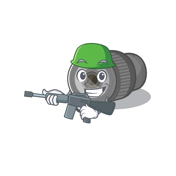 Mascotte de zoom armée isolée avec caractère — Image vectorielle