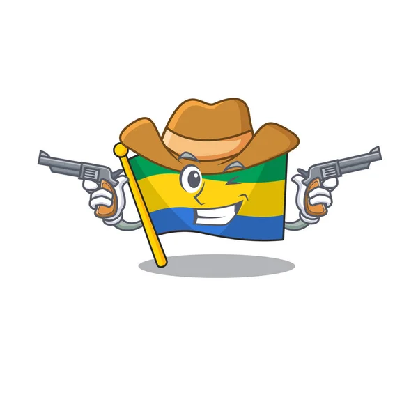 Cowboy flagga gabon med tecknad form — Stock vektor