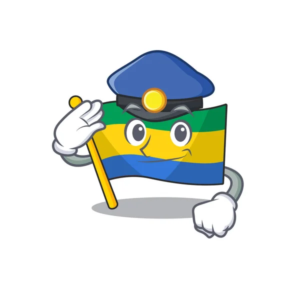 Drapeau de police gabon avec la forme de dessin animé — Image vectorielle