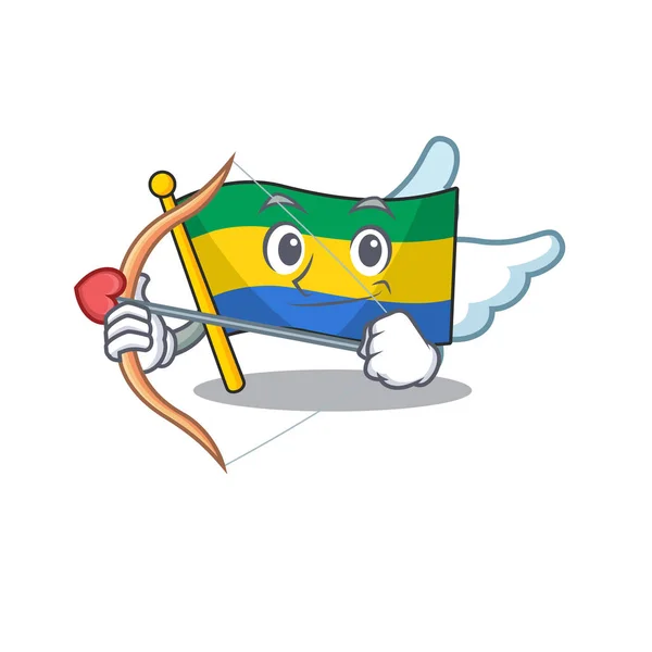 Σημαία Έρωτα gabon με το σχήμα κινουμένων σχεδίων — Διανυσματικό Αρχείο