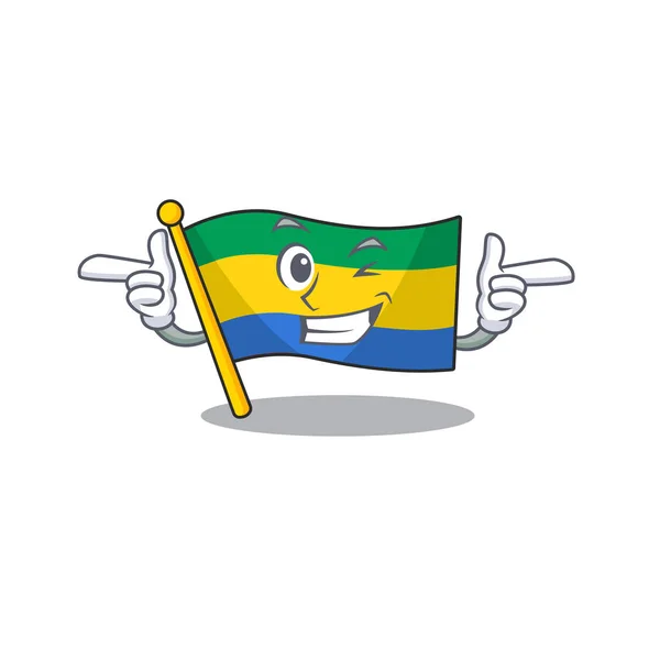 Drapeau clin d'oeil gabon flotté sur mât de mascotte — Image vectorielle