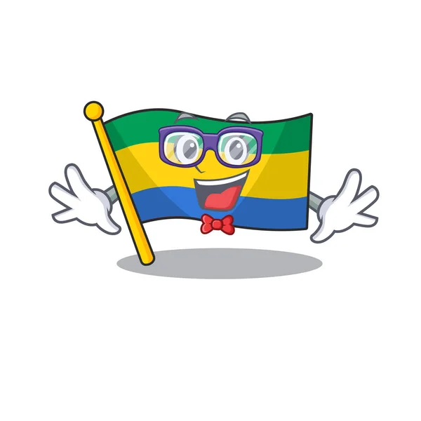 Geek bandera gabón voló en el poste de la mascota — Vector de stock