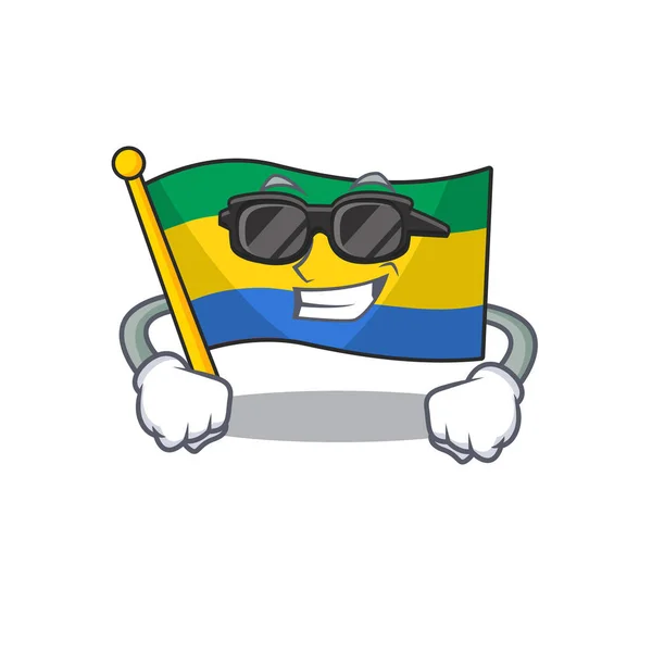 Super cool gabón bandera ondeado en el poste de la mascota — Vector de stock