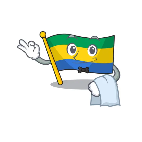 Garçon drapeau gabon isolé dans le dessin animé — Image vectorielle