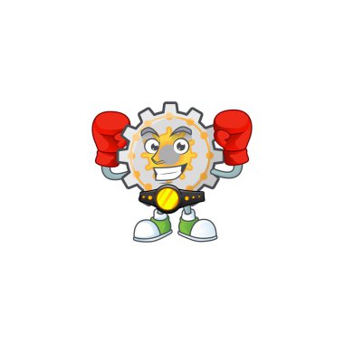 Boks vites makinesi çizgi film karakteri maskotu stili