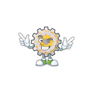 Wink dişli makine maskot ile çizgi film karakteri