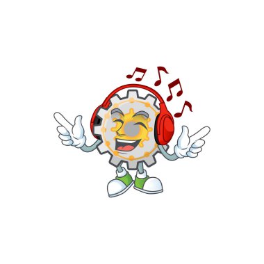 Çizgi film karakteri ile müzik teçhizatı şekil çemberi dinlemek