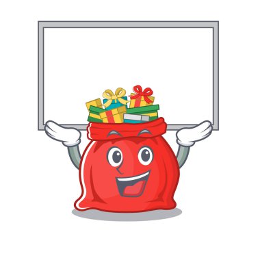 Noel Baba çantasının üstünde bir çizgi film