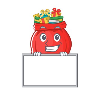 Çizgi filmdeki Noel Baba çantasıyla sırıtarak.