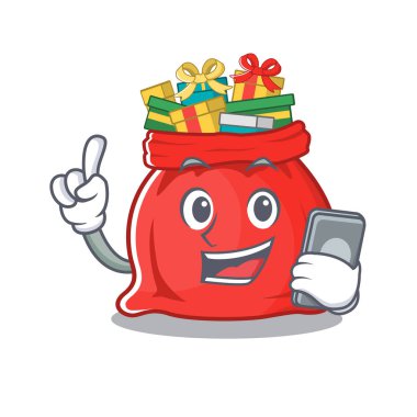 Çizgi filmdeki Noel Baba çantasıyla.