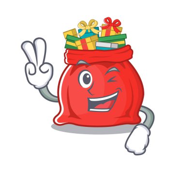 Maskotlu iki parmak Noel Baba çantası.