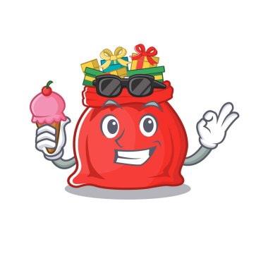 Dondurmalı Noel Baba çantası ve maskot.