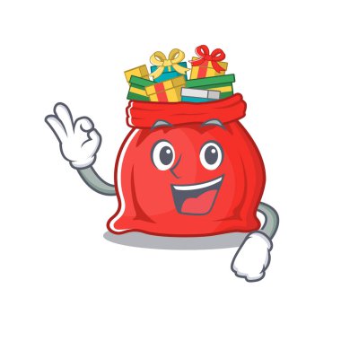 Tamam, Noel Baba çantası maskotla izole edilmiş.