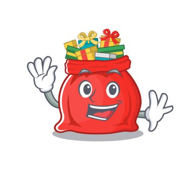 El sallayan Noel Baba çantası maskot ile izole edilmiş.