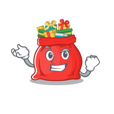 Başarılı Noel Baba çantası maskot ile izole edildi.