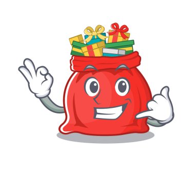 Bana oyuncak Noel Baba de. Çanta şeklindeki karikatür.