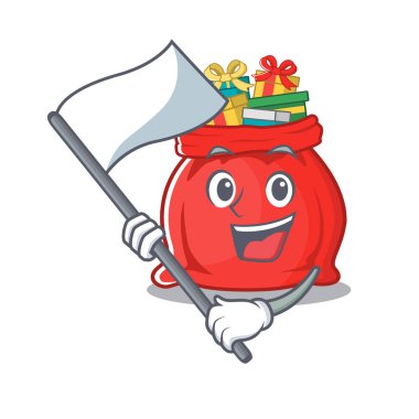 Bayrak oyuncağı Noel Baba çanta çizgi film şekliyle