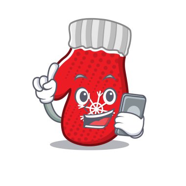 Çizgi film çekmecesinde saklanmış telefon Noel eldivenleriyle.