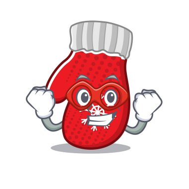 Süper kahraman Noel eldivenleri karikatürde izole edilmiş.