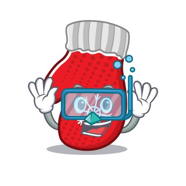 Dalış eldivenleri karikatürde izole edilmiş.