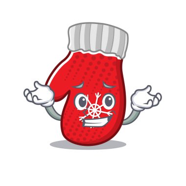 Grinning christmas mittens isolated in the cartoon