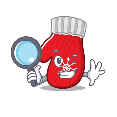 Dedektif Noel eldivenleri karikatürde izole edilmiş.