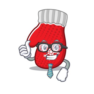 İş adamı Noel eldivenleri karikatürde izole edilmiş.