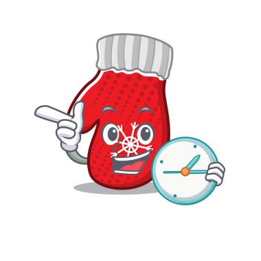 Saatli Noel eldivenleri karikatürde izole edilmiş.