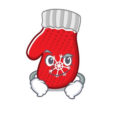 Çizgi filmde izole edilmiş sırıtan Noel eldivenleri.