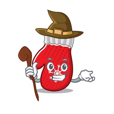 Witch christmas mittens with the mascot shape