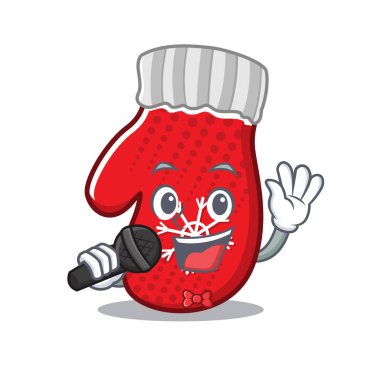 Maskot şekilli Noel eldivenleri söylüyor.