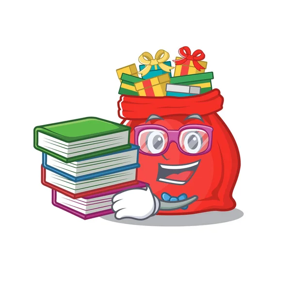 Oyuncak Noel Baba çantalı çizgi film şekilli bir öğrenci.