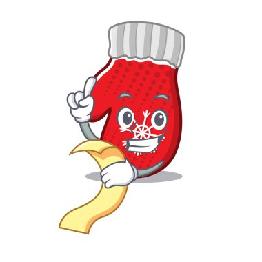 Mönü Noel eldivenleri ve maskot şekliyle