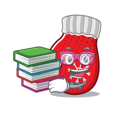 Student with book christmas mittens are folded with characters