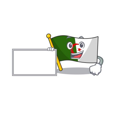 With board flag algeria cartoon isolated the mascot