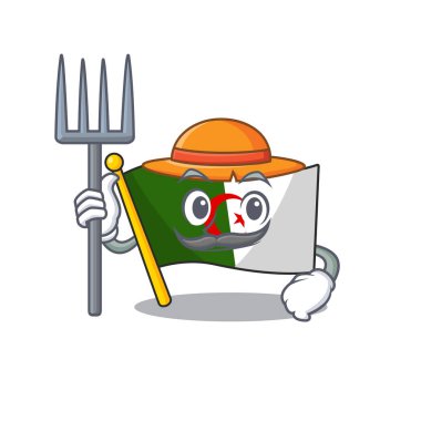 Farmer flag algeria cartoon isolated the mascot