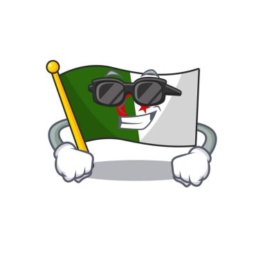 Super cool flag algeria fluttering on cartoon pole