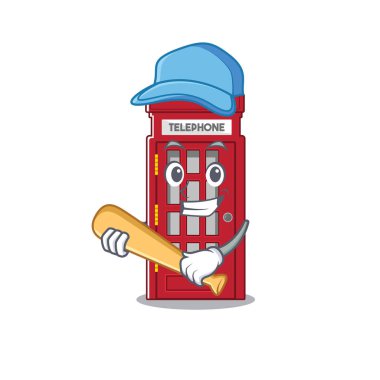 Maskotun üzerinde beyzbol telefon kulübesi karakteri şekli