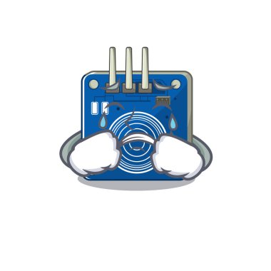 Crying touch sensor clings to mascot wall