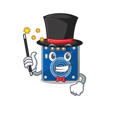 Sihirbaz çizgi film sandalyesinin üstündeki sensör oyuncağına dokundu