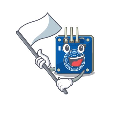 Çizgi film sandalyesinin üzerinde bayrak dokunuşu sensör oyuncağıyla