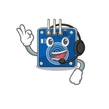 Çizgi film sandalyesinin üstündeki kulaklık dokunmatik sensör oyuncağıyla