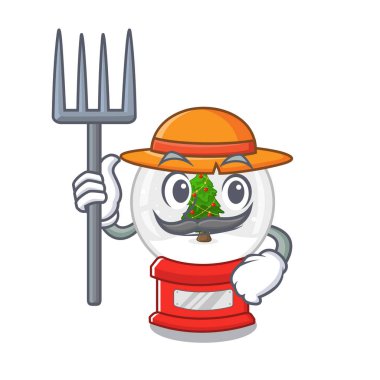 Çiftçilerin Noel kar küresi bir maskotun üstünde