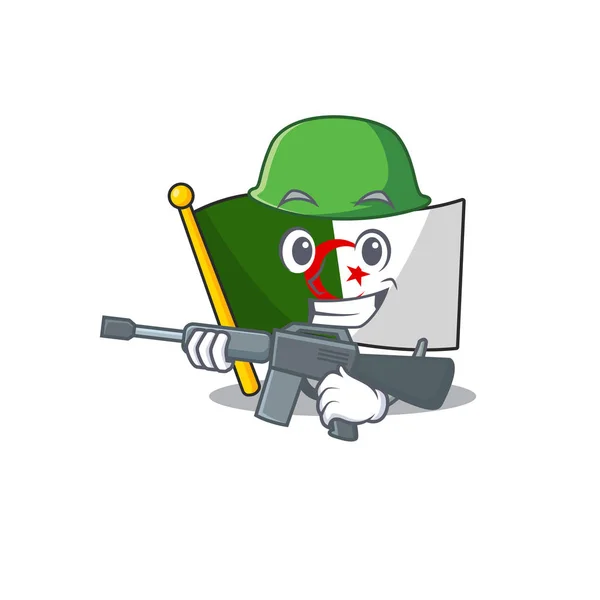 Armee Flagge Algerien Karikatur isoliert das Maskottchen — Stockvektor