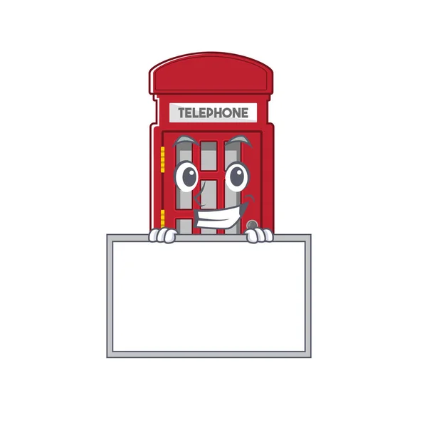 Grinning with board telephone booth character shape on mascot — Stock Vector