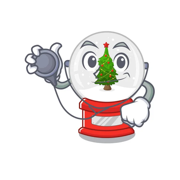 Doutor Natal globo de neve em uma mascote —  Vetores de Stock