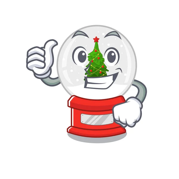Великі пальці вгору Різдвяний сніговий глобус форма мультфільму — стоковий вектор